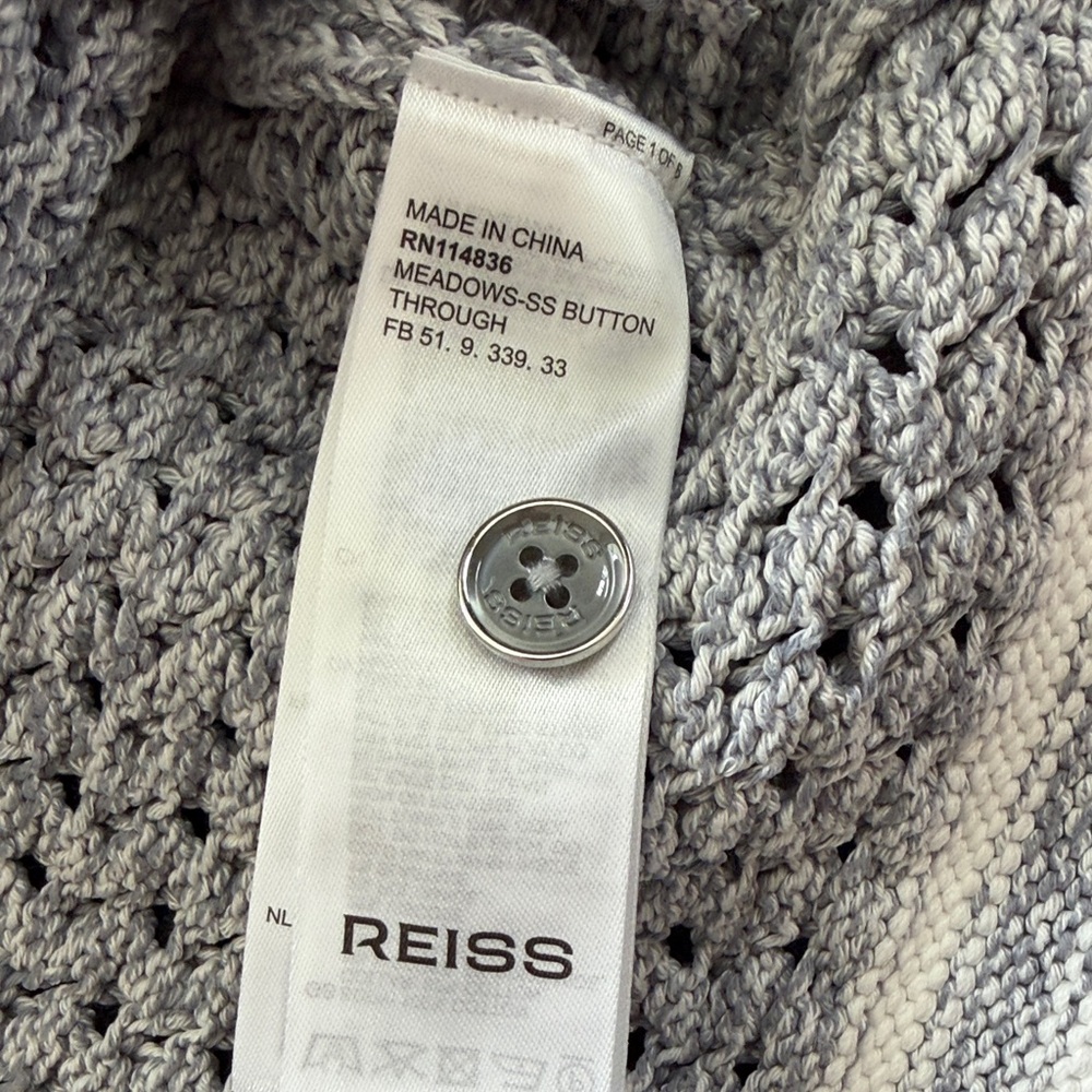 Reiss Meadows Light Gray Knit Short Sleeve Button-Up Shirt - Picture 3 of 5